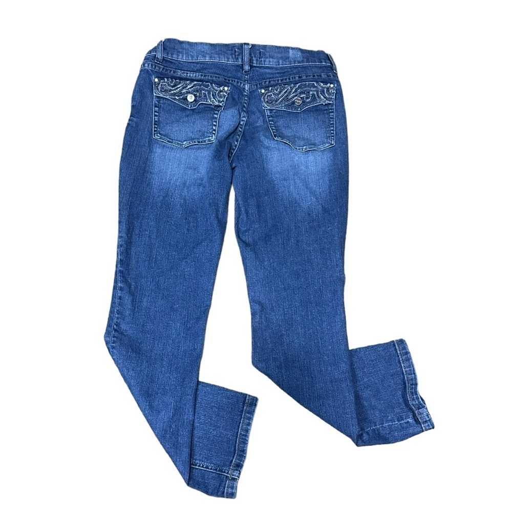 WHBM Embroirdered NOIR Denim Blue Jeans Size 6
